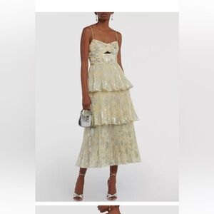 Self-Portrait Jacquard Slip Dress Backless Cupcake Midi Dress for Women